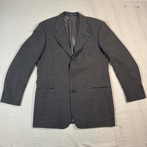 Hugo Boss Einstein Mens 44L Brown Houndstooth All Wool Blazer Sport Coat